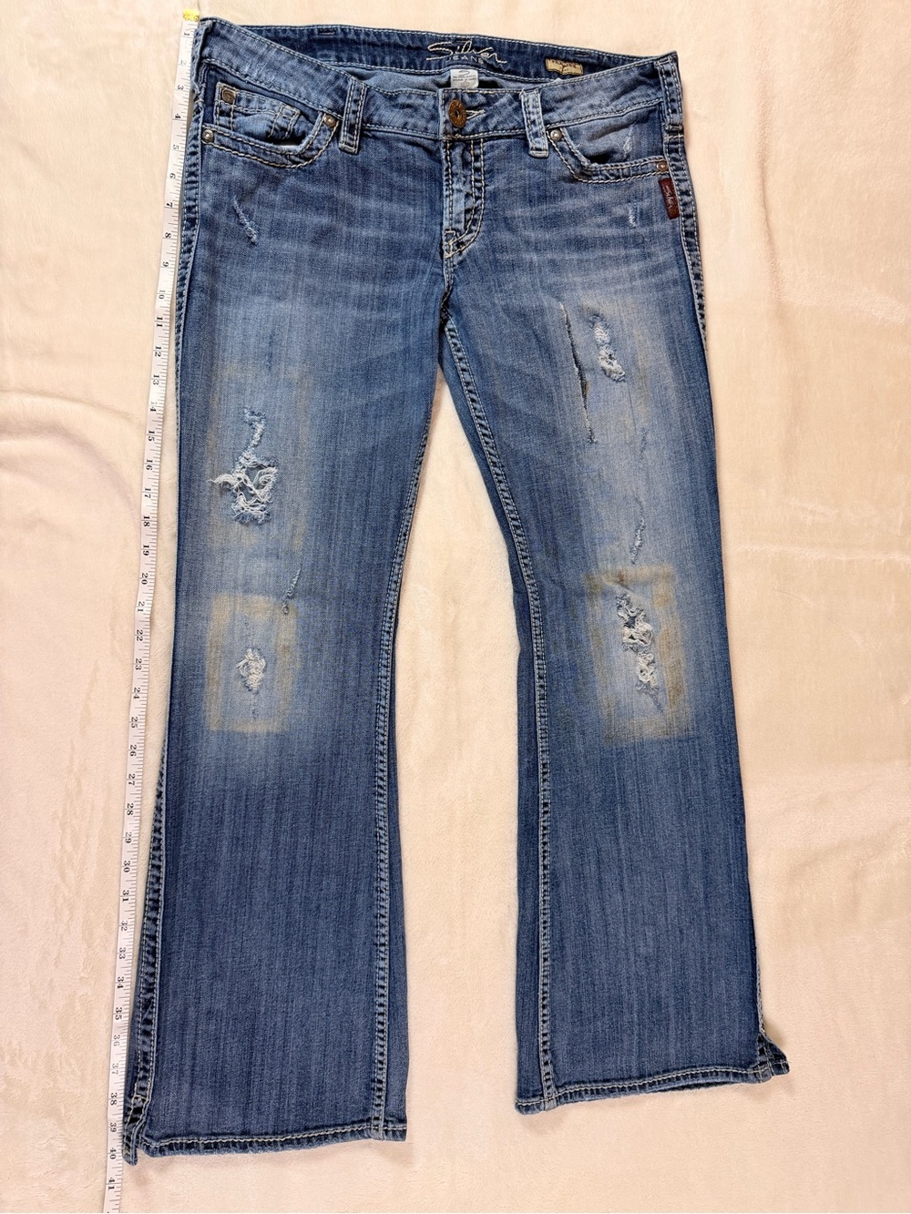 Silver Jeans Frances Low Rise Distressed Flare Jeans W32 L31 Y2K Western